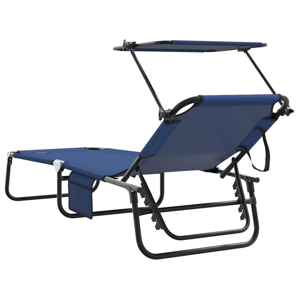 Espreguiçadeira dobrável 1-pessoa Azul 56 x 190 x 81cm tecido