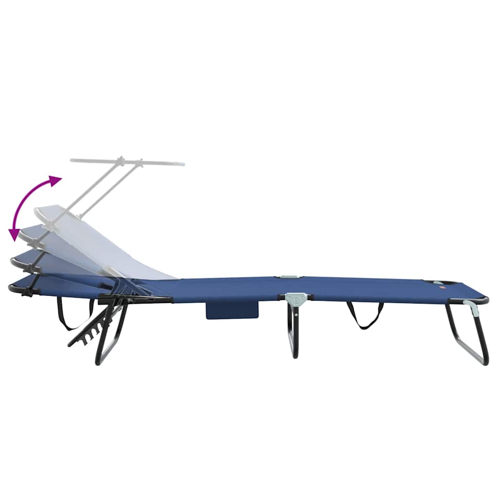 Espreguiçadeira dobrável 1-pessoa Azul 56 x 190 x 81cm tecido