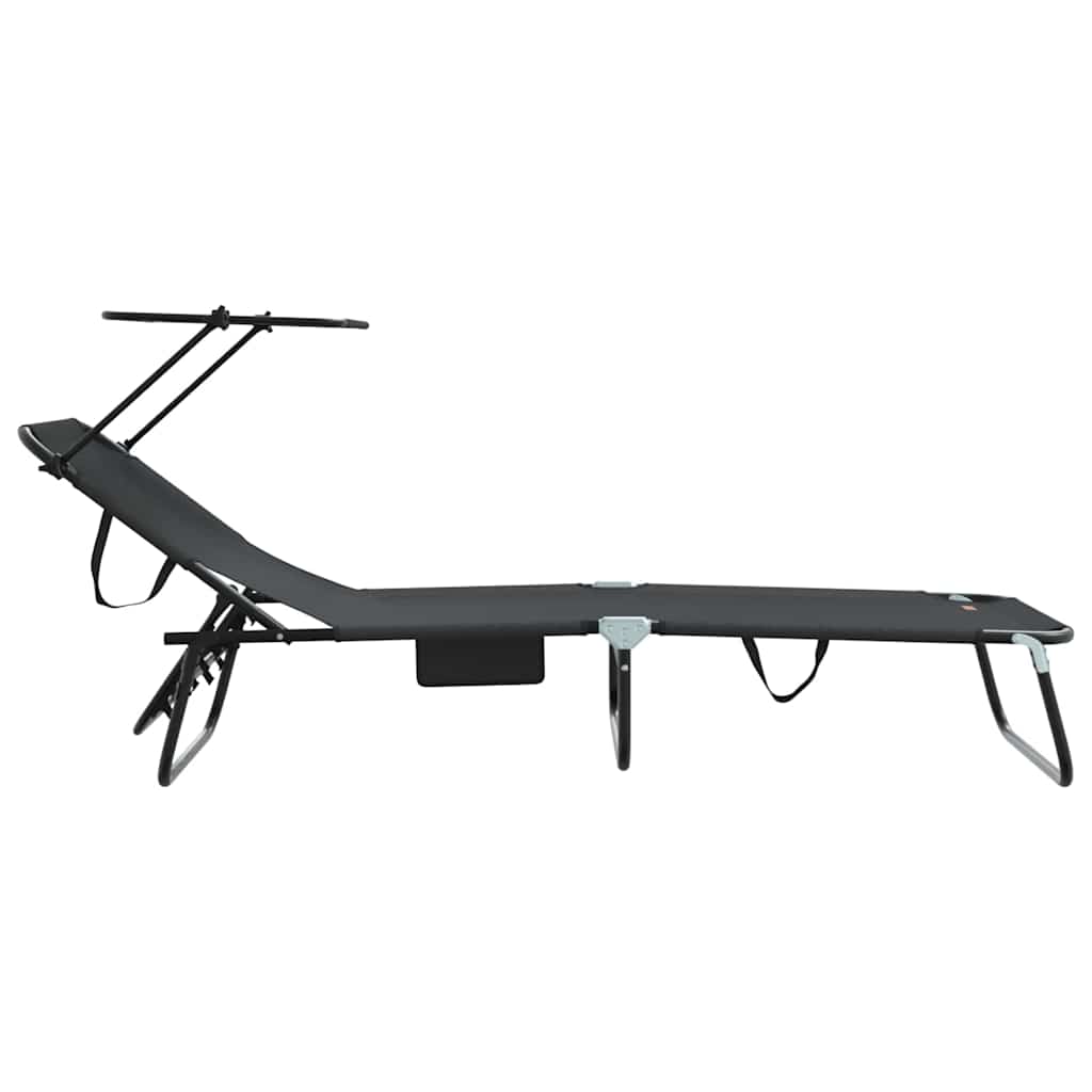 Espreguiçadeira dobrável 1-pessoa Preto 56 x 190 x 81cm tecido