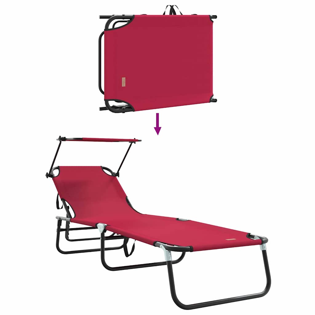Espreguiçadeira dobrável Vermelho 56 x 190 x 81cm tecido