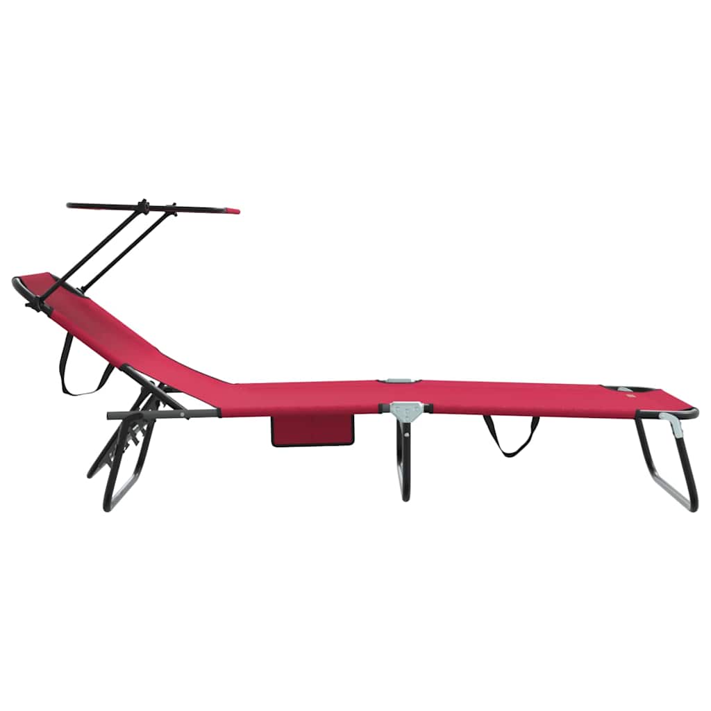 Espreguiçadeira dobrável Vermelho 56 x 190 x 81cm tecido