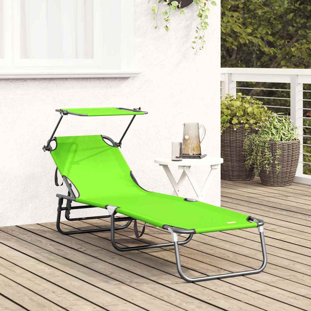 Espreguiçadeira dobrável 1-pessoa Verde 56 x 190 x 81cm tecido