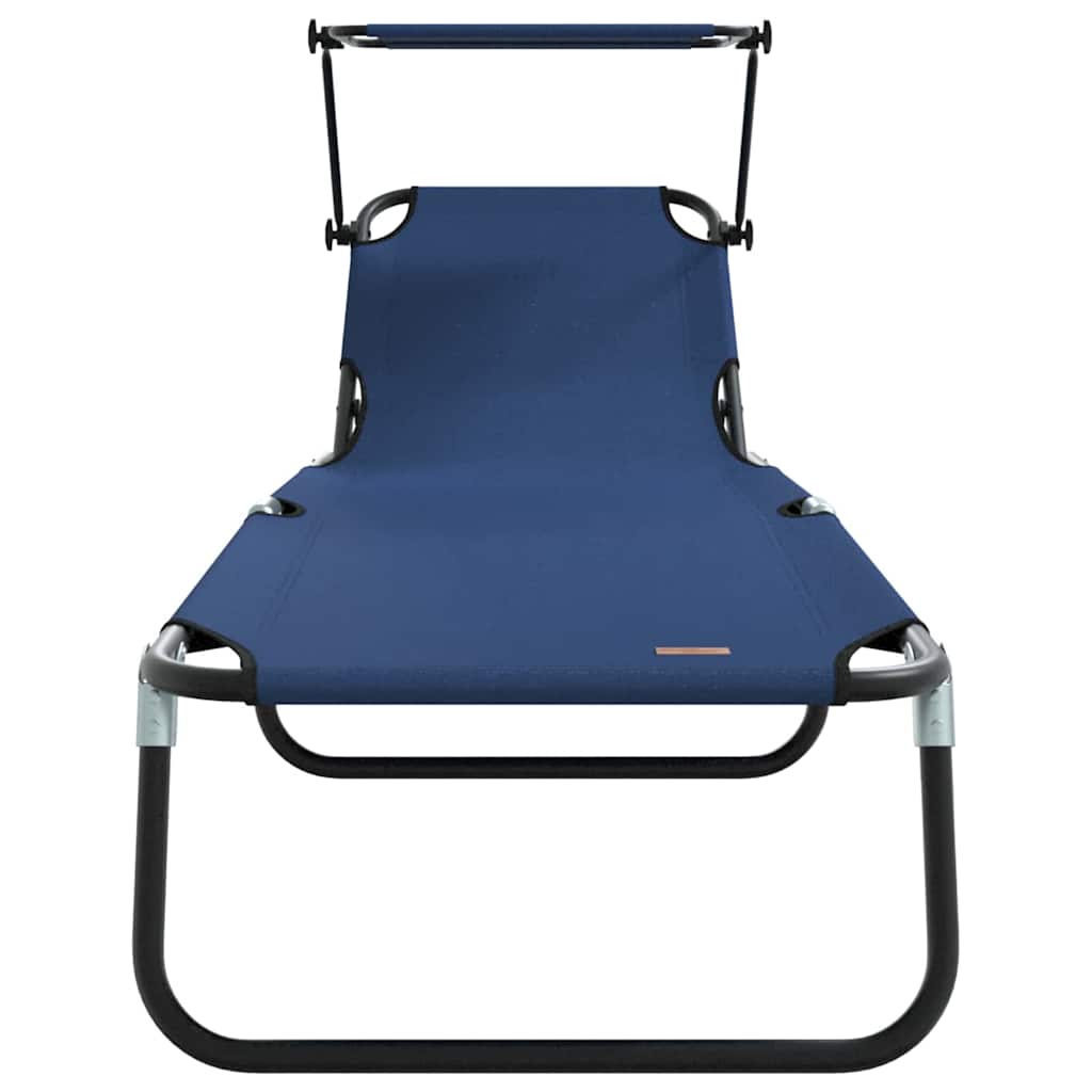 Espreguiçadeira dobrável 2 pcs Azul 56 x 190 x 81cm tecido