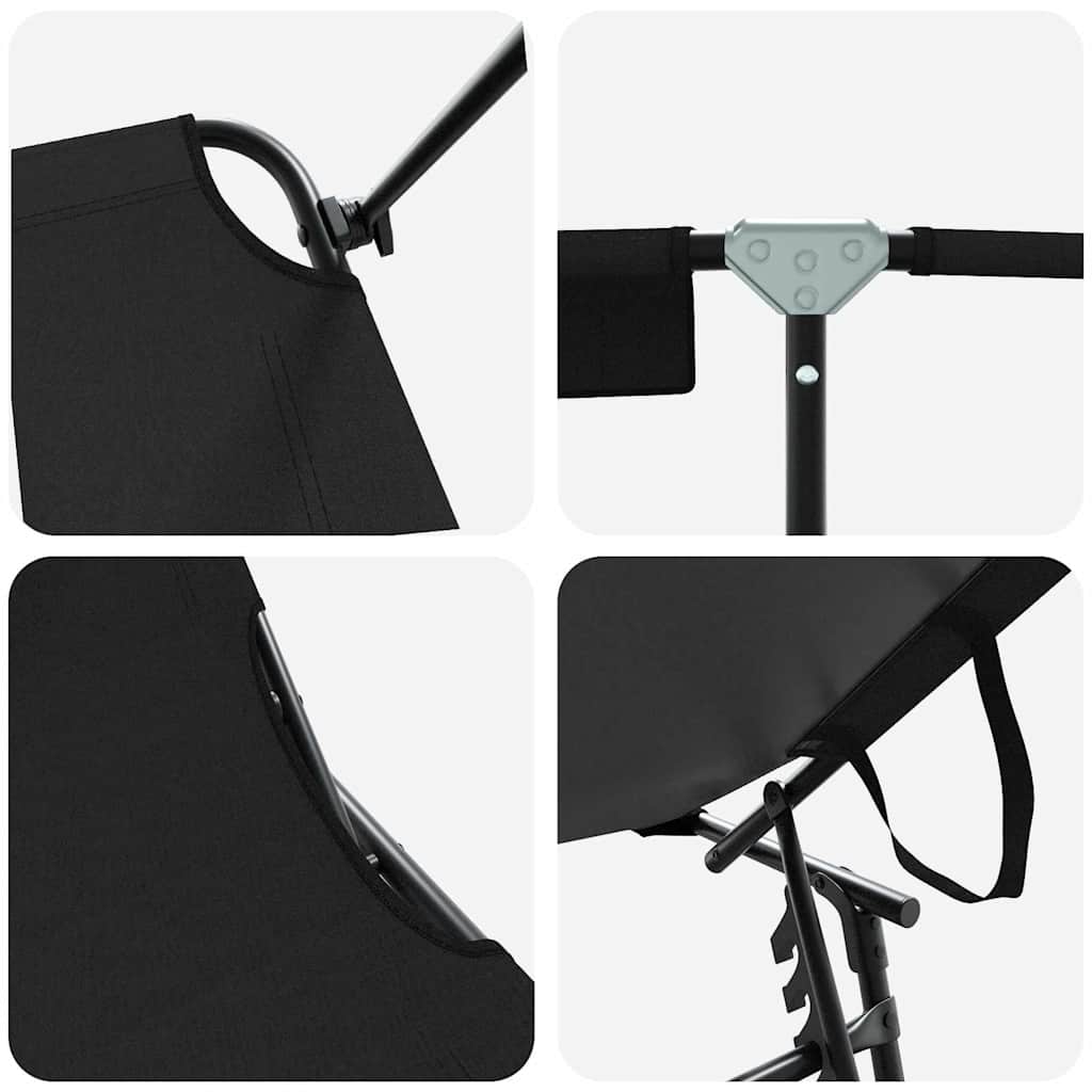 Espreguiçadeira dobrável 2 pcs Preto 56 x 190 x 81cm tecido