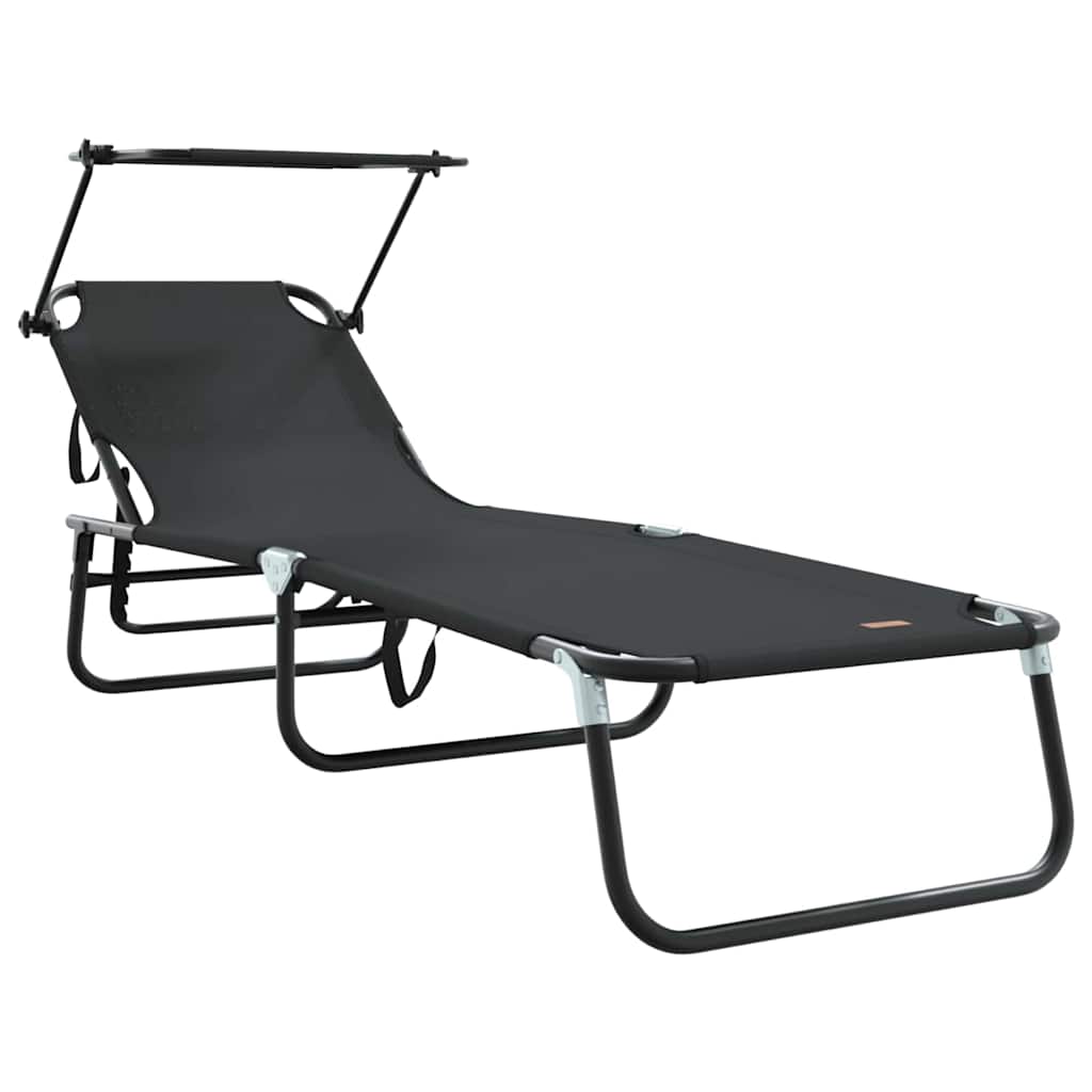 Espreguiçadeira dobrável 2 pcs Preto 56 x 190 x 81cm tecido