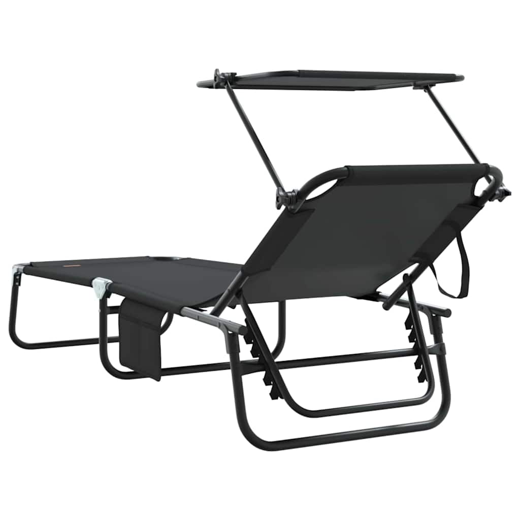 Espreguiçadeira dobrável 2 pcs Preto 56 x 190 x 81cm tecido