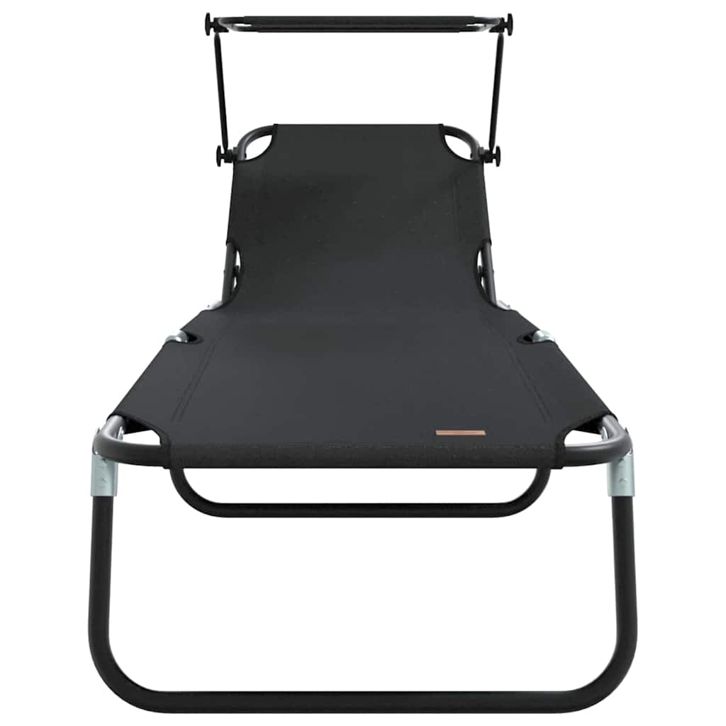 Espreguiçadeira dobrável 2 pcs Preto 56 x 190 x 81cm tecido