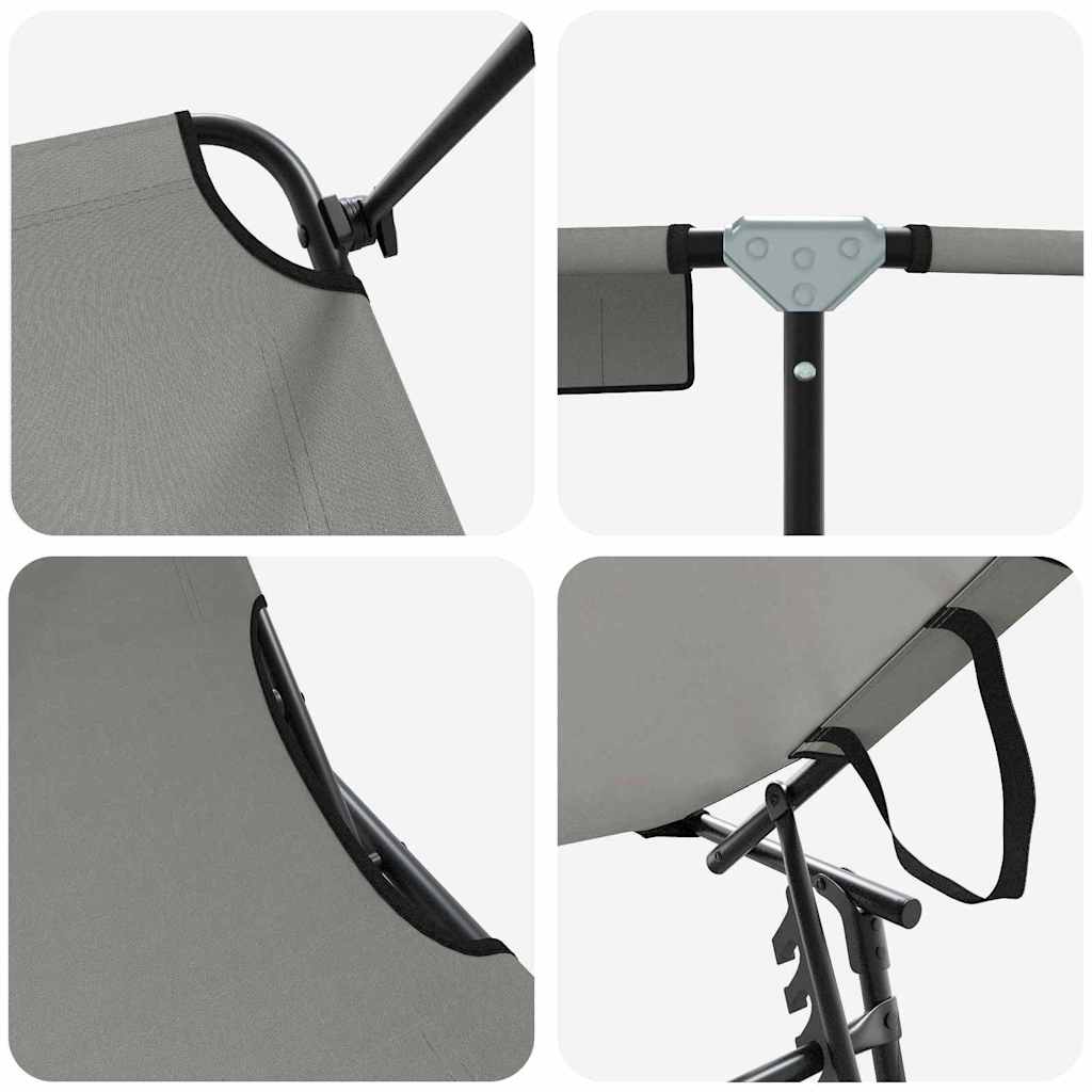 Espreguiçadeira dobrável 2 pcs Cinzeto 56 x 190 x 81cm tecido
