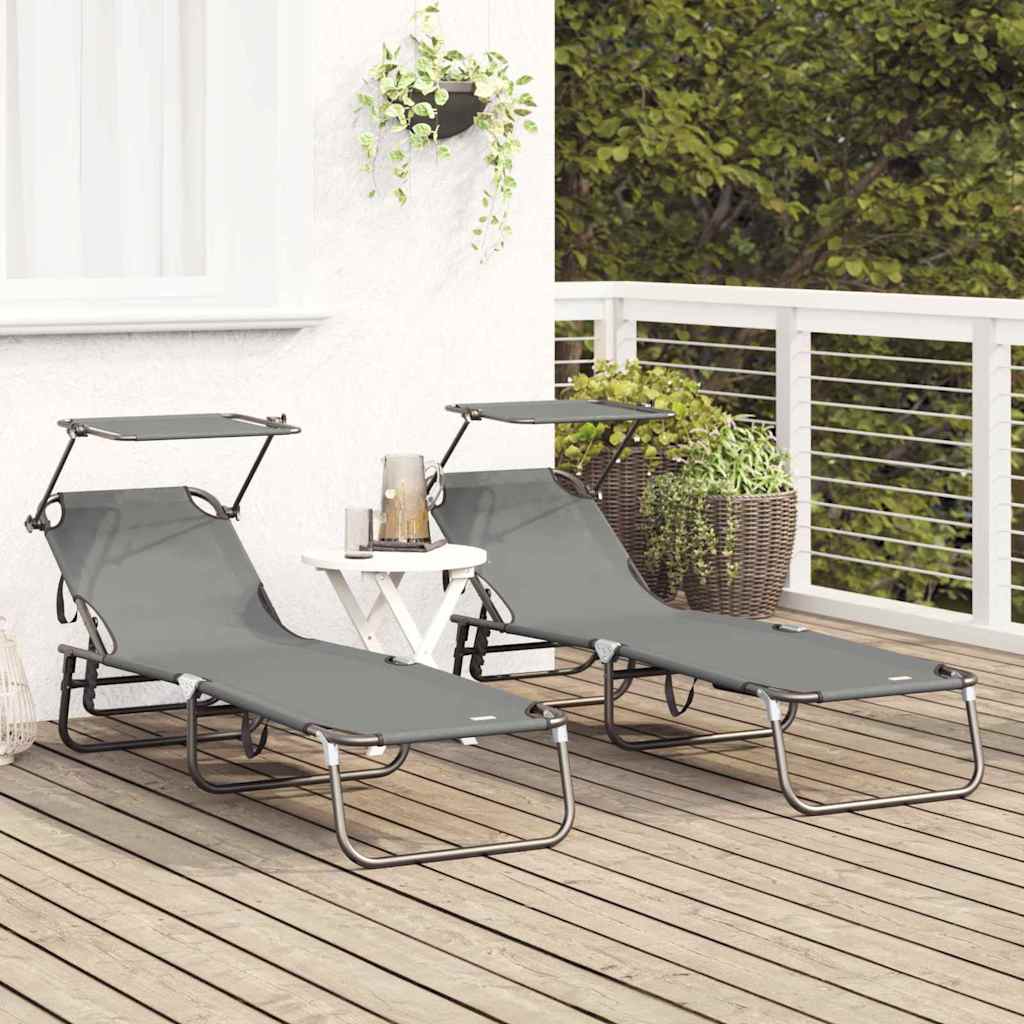 Espreguiçadeira dobrável 2 pcs Cinzeto 56 x 190 x 81cm tecido