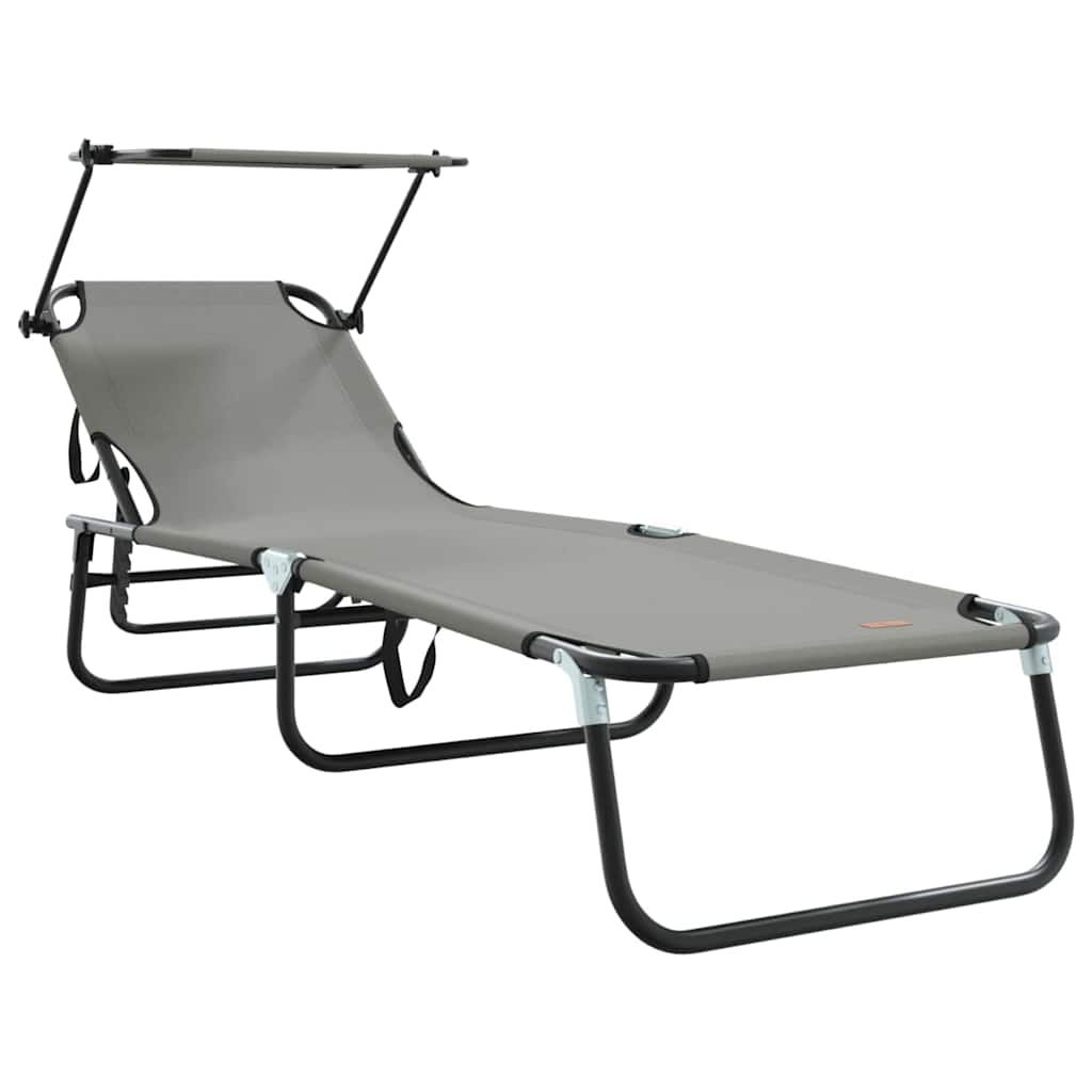 Espreguiçadeira dobrável 2 pcs Cinzeto 56 x 190 x 81cm tecido