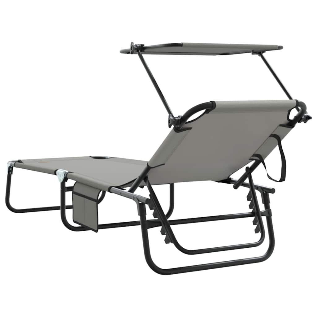 Espreguiçadeira dobrável 2 pcs Cinzeto 56 x 190 x 81cm tecido