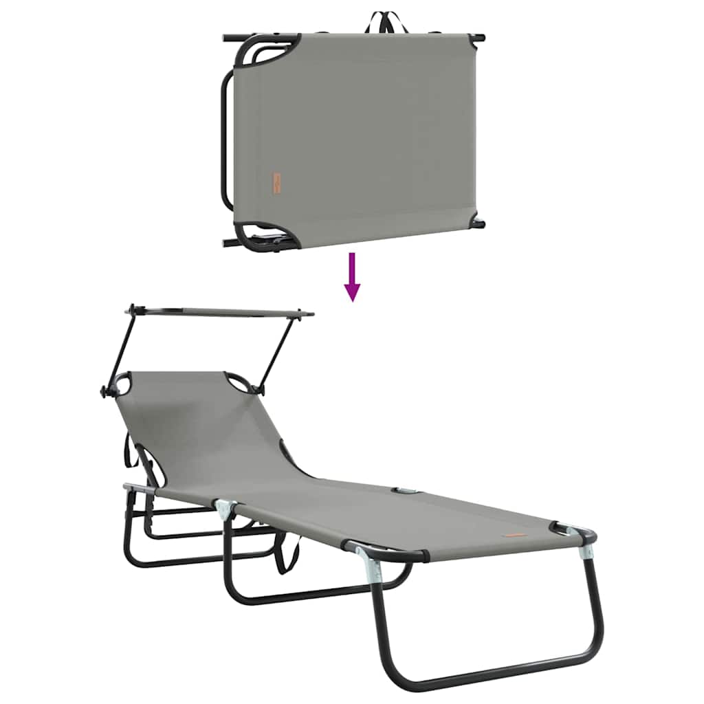 Espreguiçadeira dobrável 2 pcs Cinzeto 56 x 190 x 81cm tecido