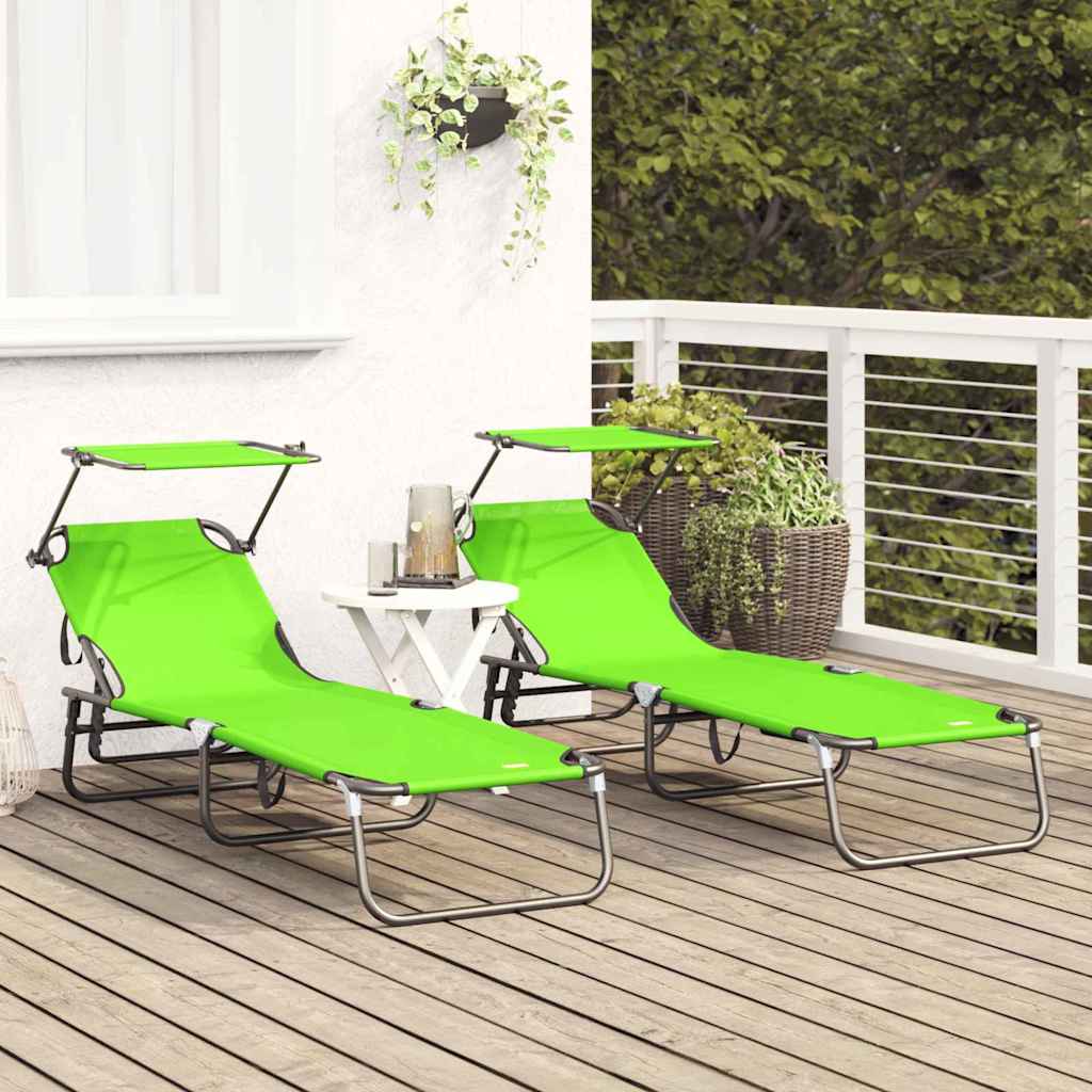 Espreguiçadeira dobrável 2 pcs Verde 56 x 190 x 81cm tecido