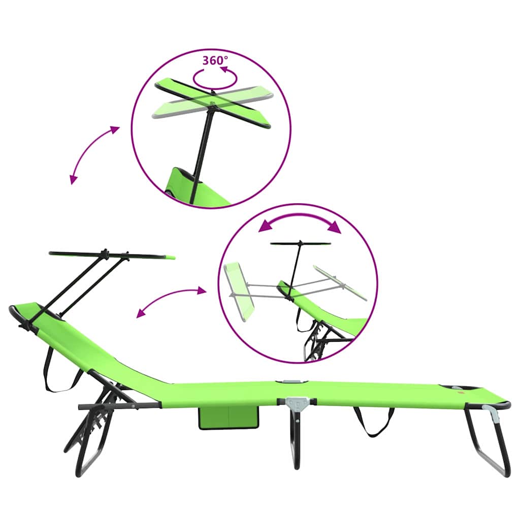 Espreguiçadeira dobrável 2 pcs Verde 56 x 190 x 81cm tecido