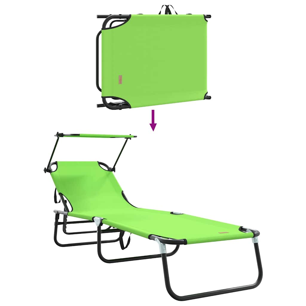 Espreguiçadeira dobrável 2 pcs Verde 56 x 190 x 81cm tecido