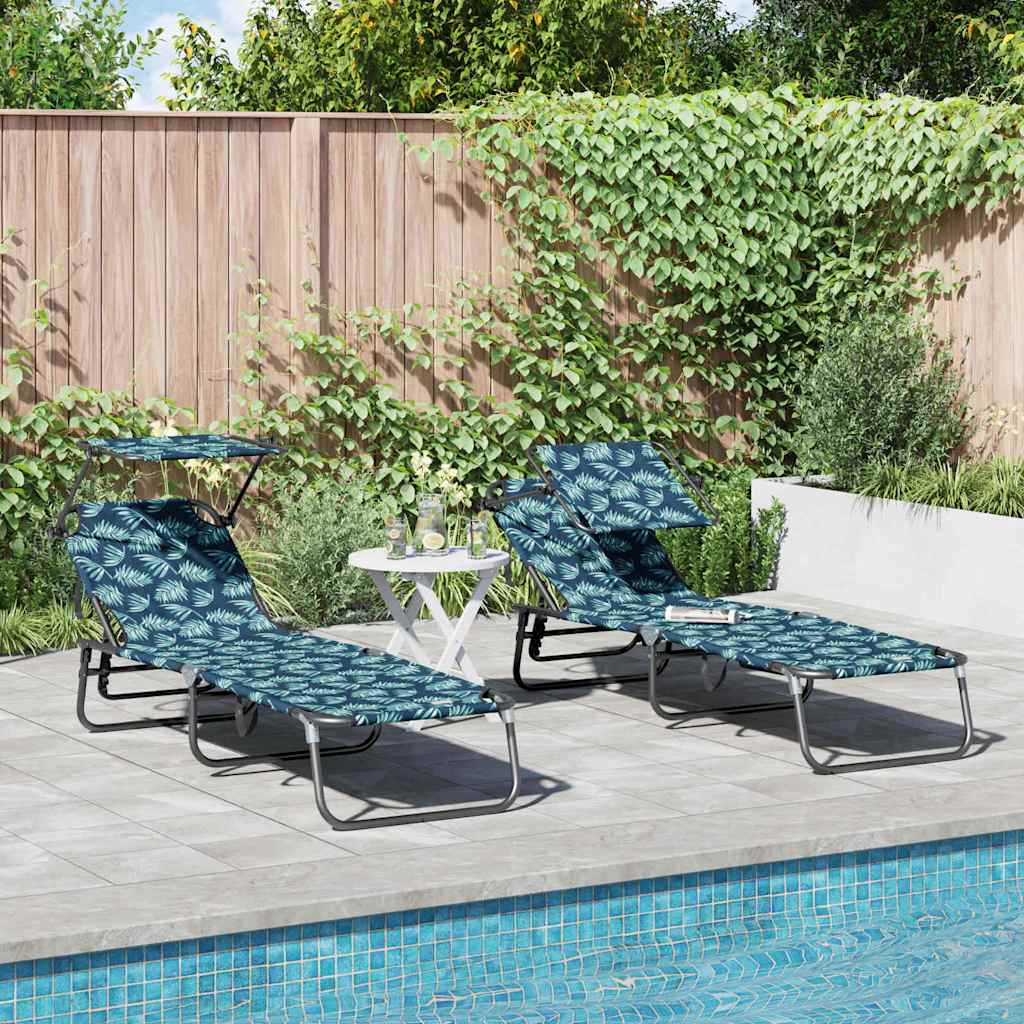 Espreguiçadeira dobrável 2 pcs Verde 56 x 190 x 81cm tecido