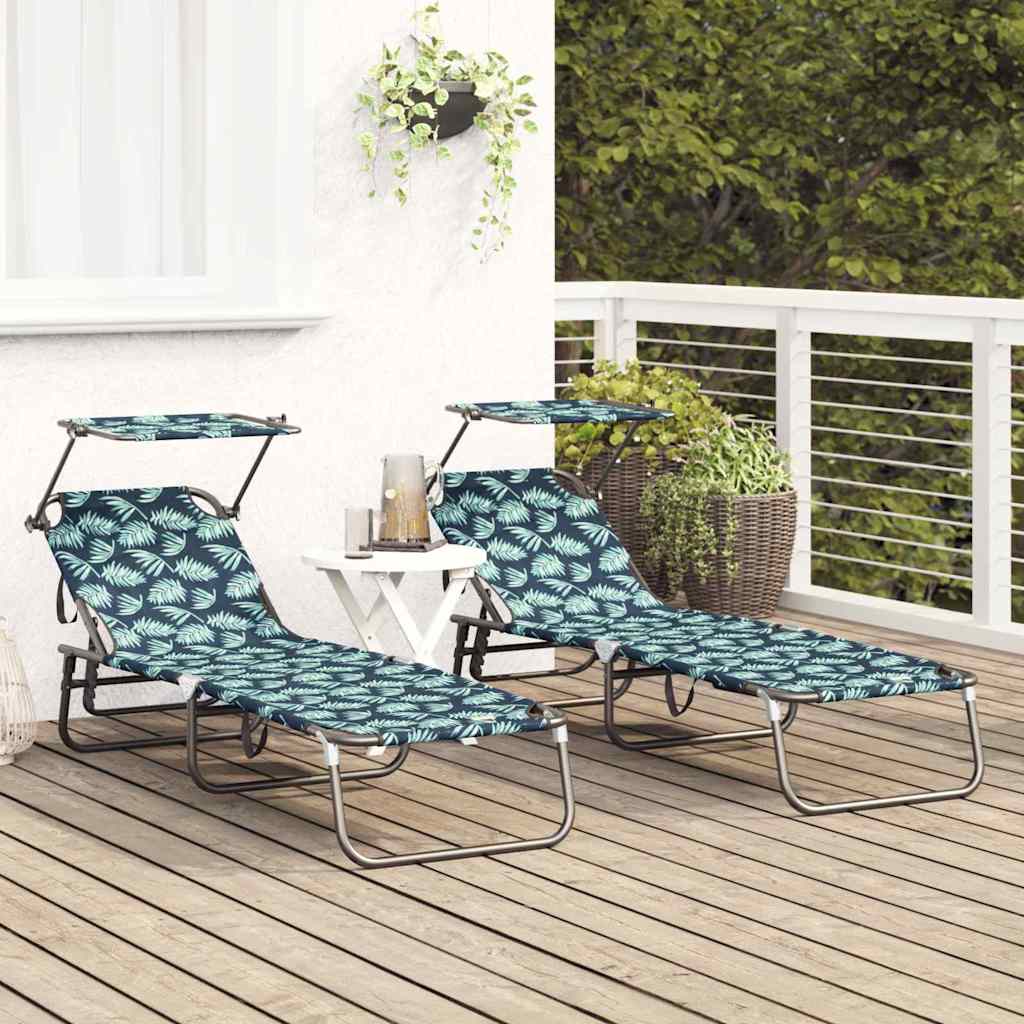 Espreguiçadeira dobrável 2 pcs Verde 56 x 190 x 81cm tecido