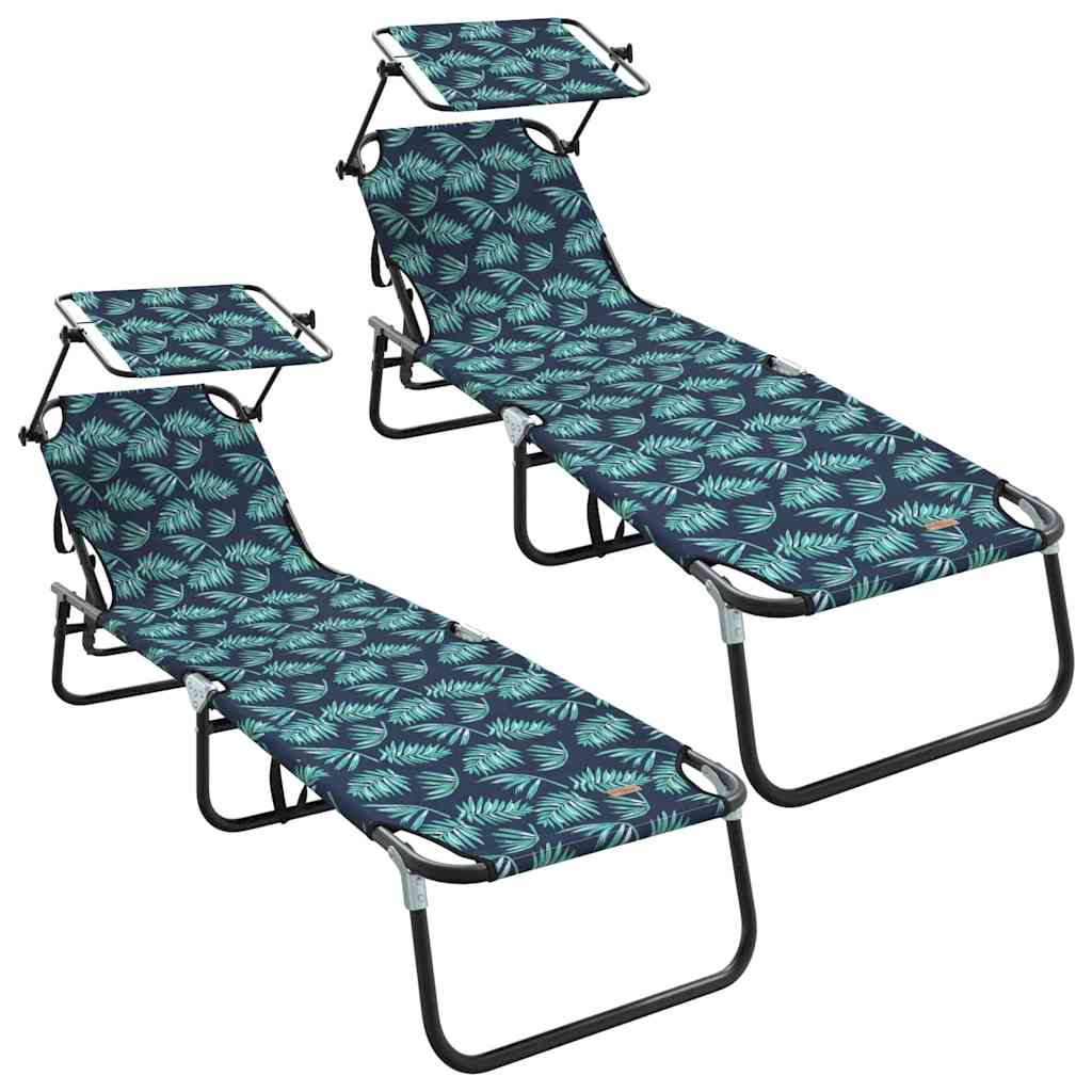 Espreguiçadeira dobrável 2 pcs Verde 56 x 190 x 81cm tecido