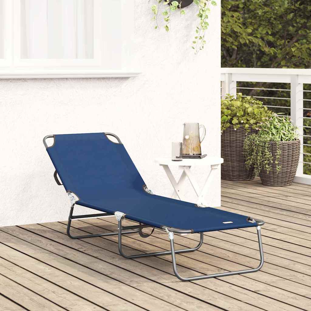 Espreguiçadeira dobrável 1-pessoa Azul 56 x 189 x 87cm tecido