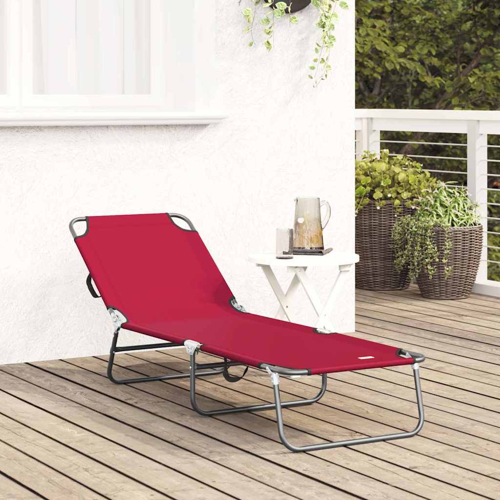 Espreguiçadeira dobrável Vermelho 56 x 189 x 87cm tecido