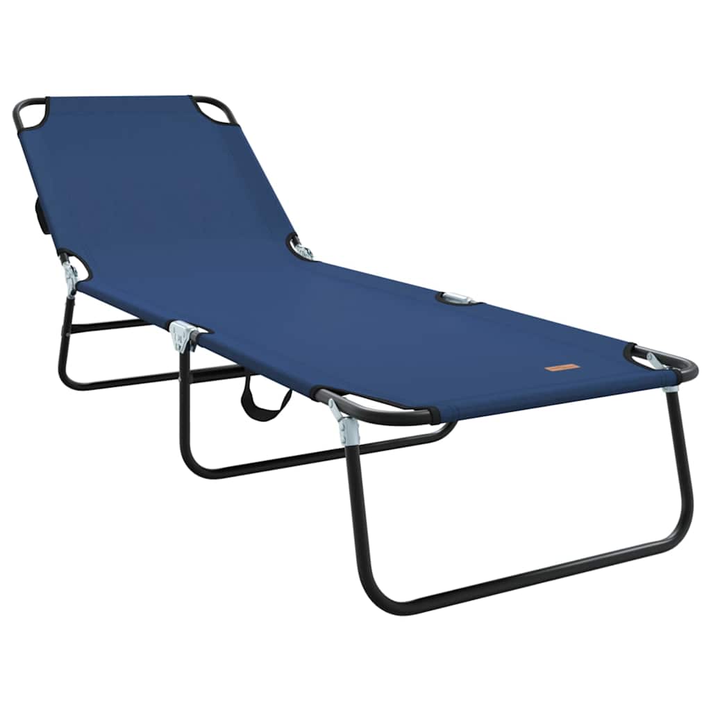 Espreguiçadeira dobrável 2 pcs Azul 56 x 189 x 87cm tecido