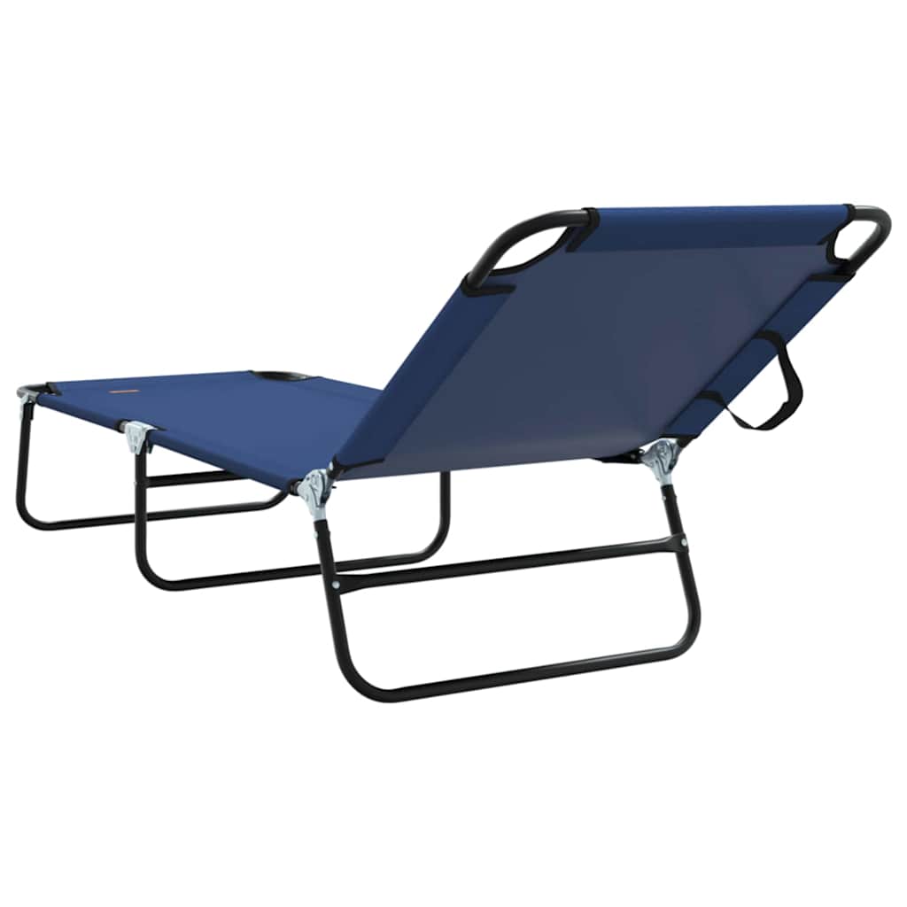Espreguiçadeira dobrável 2 pcs Azul 56 x 189 x 87cm tecido