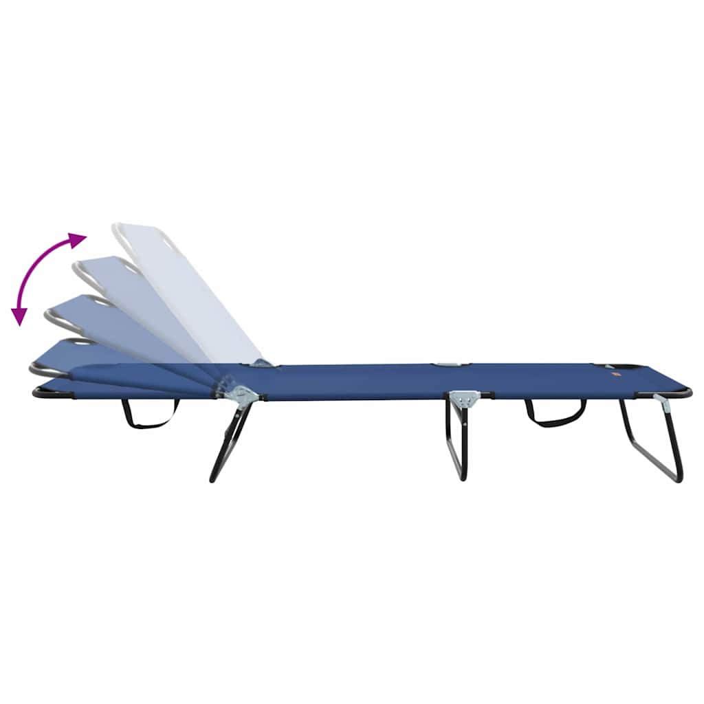 Espreguiçadeira dobrável 2 pcs Azul 56 x 189 x 87cm tecido