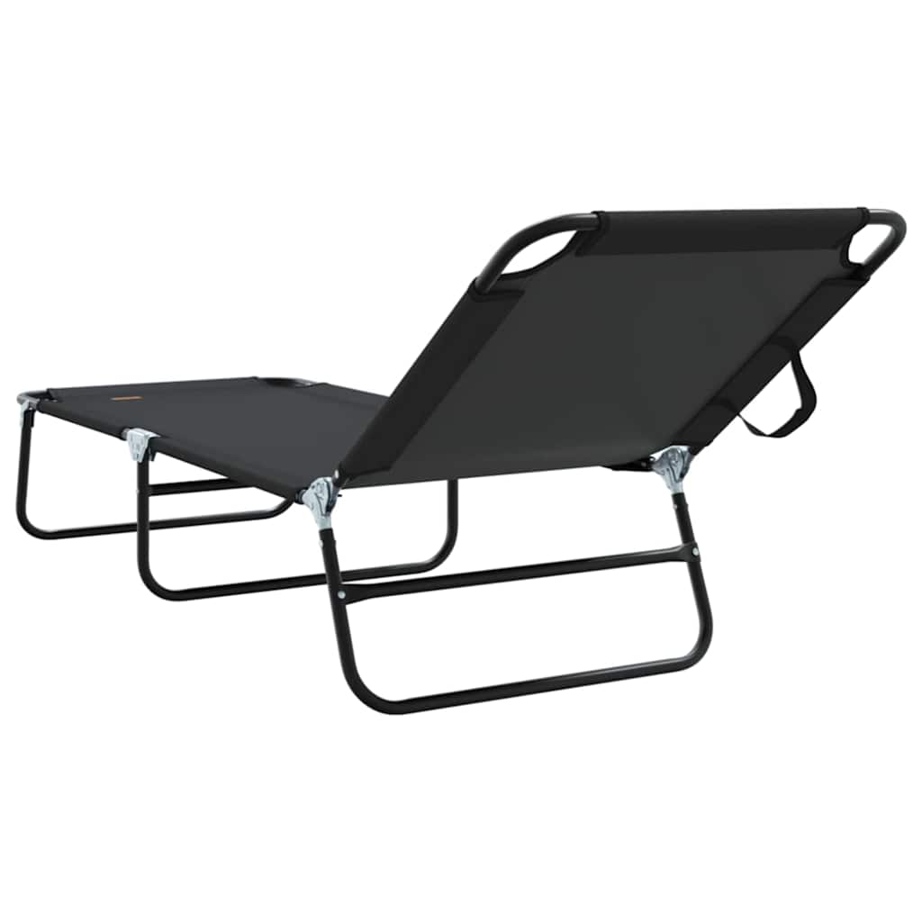 Espreguiçadeira dobrável 2 pcs Preto 56 x 189 x 87cm tecido