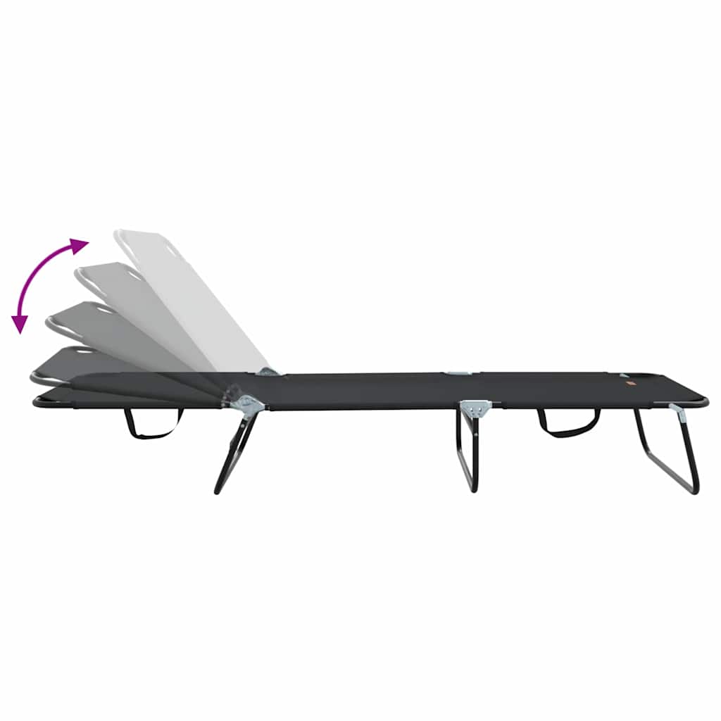 Espreguiçadeira dobrável 2 pcs Preto 56 x 189 x 87cm tecido
