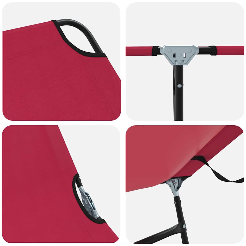 Espreguiçadeira dobrável 2 pcs Vermelho 56 x 189 x 87cm tecido