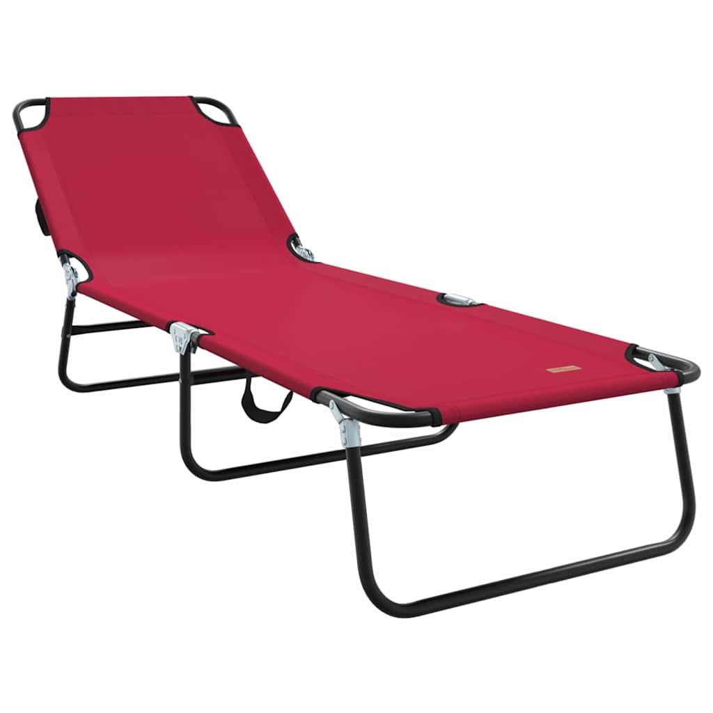 Espreguiçadeira dobrável 2 pcs Vermelho 56 x 189 x 87cm tecido