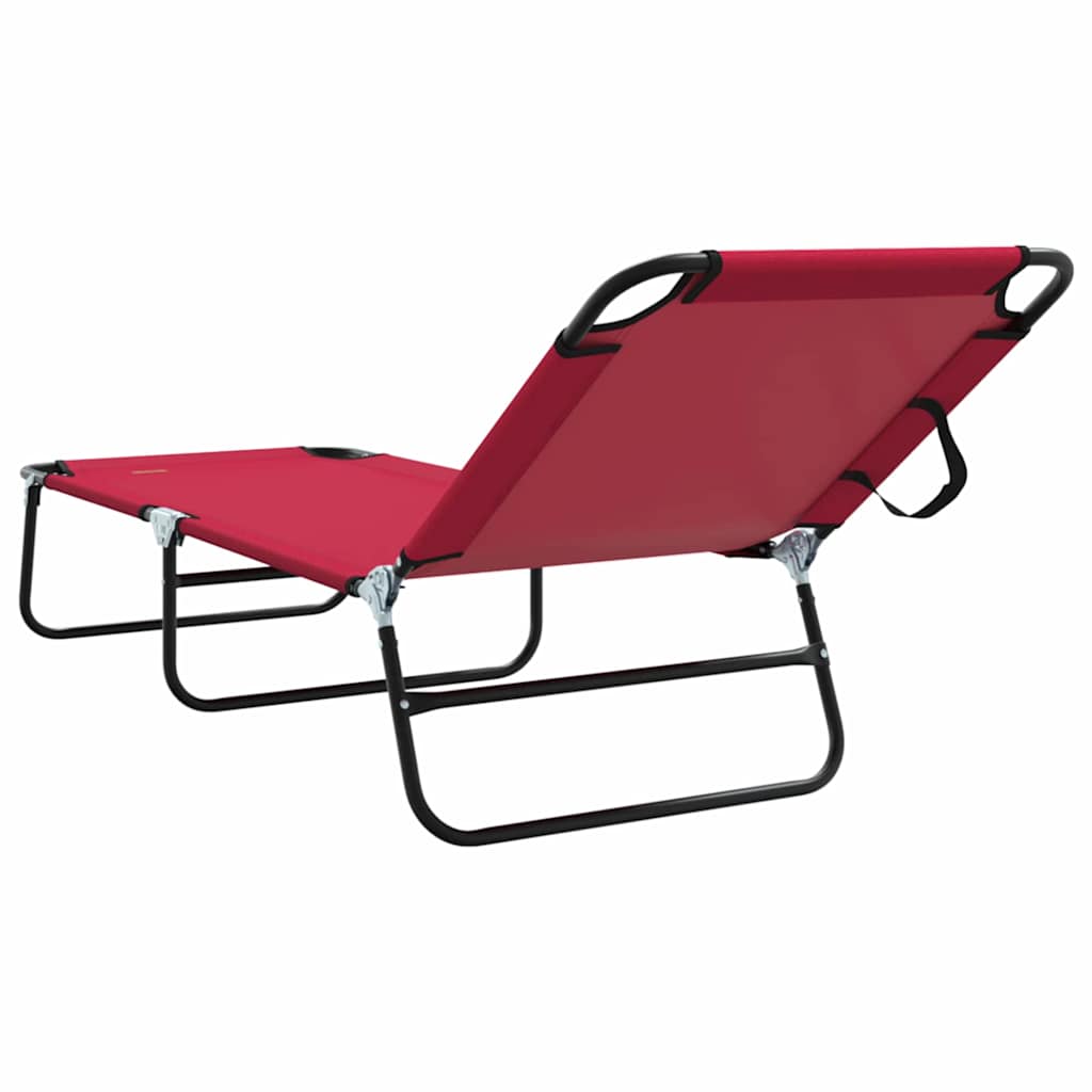 Espreguiçadeira dobrável 2 pcs Vermelho 56 x 189 x 87cm tecido