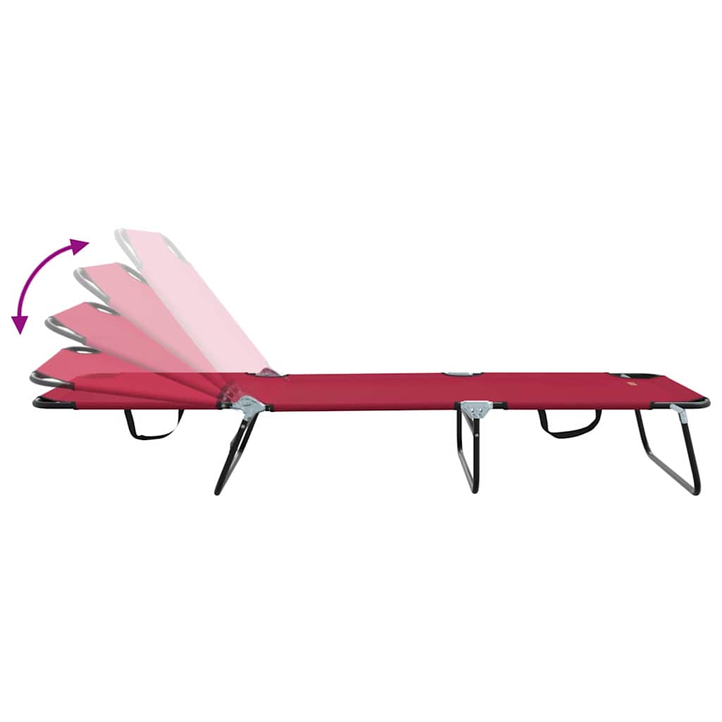Espreguiçadeira dobrável 2 pcs Vermelho 56 x 189 x 87cm tecido