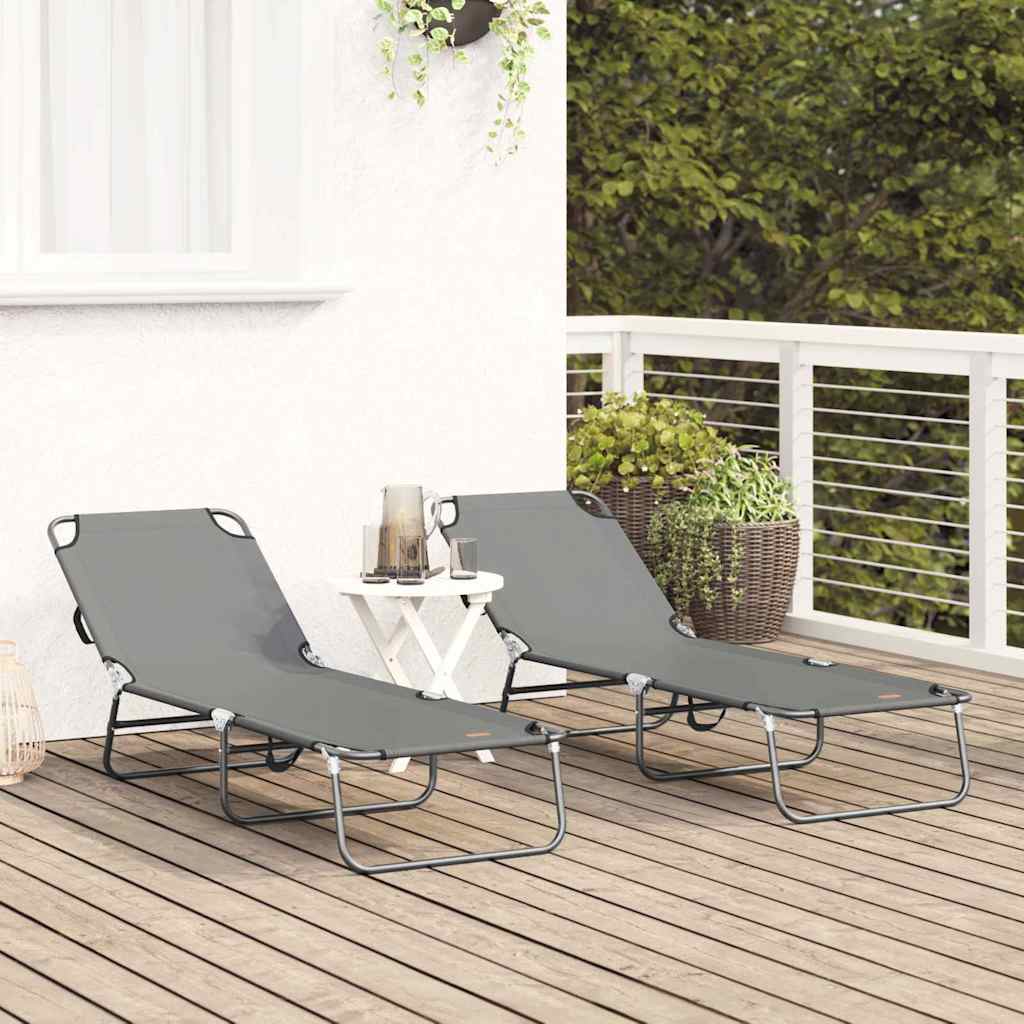 Espreguiçadeira dobrável 2 pcs Cinzeto 56 x 189 x 87cm tecido