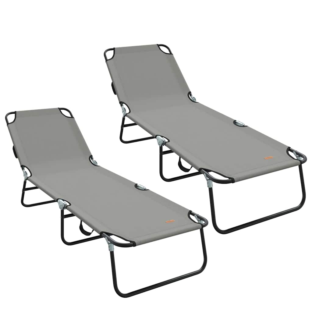 Espreguiçadeira dobrável 2 pcs Cinzeto 56 x 189 x 87cm tecido