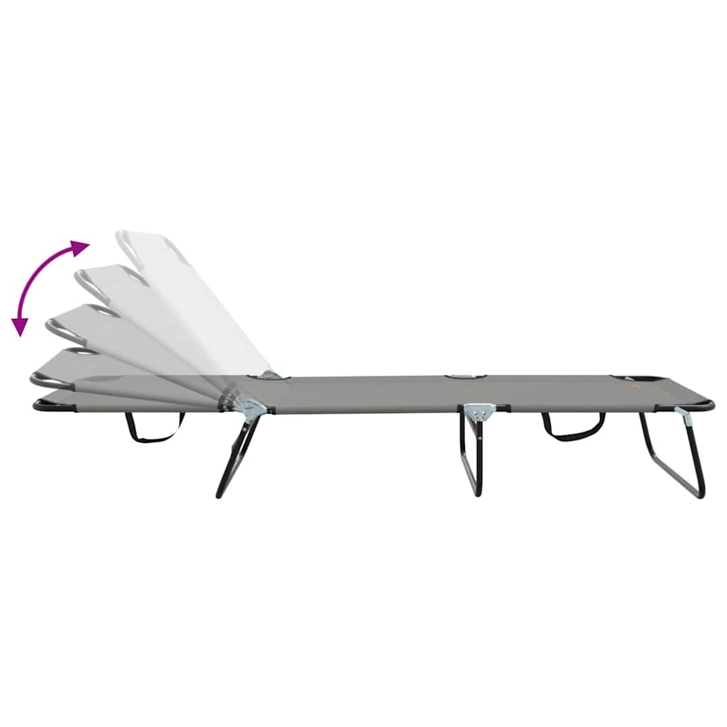 Espreguiçadeira dobrável 2 pcs Cinzeto 56 x 189 x 87cm tecido