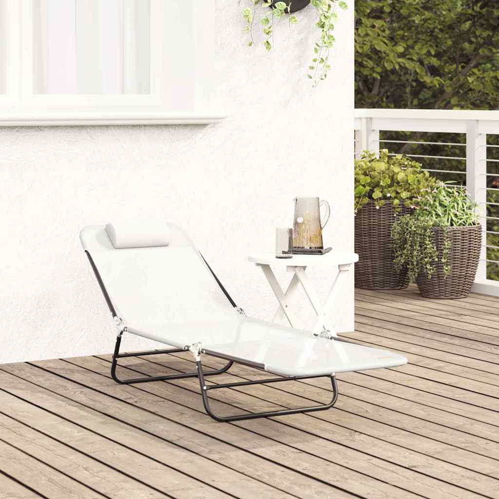 Espreguiçadeira dobrável Creme 182 x 55 x 85.5cm Textilene