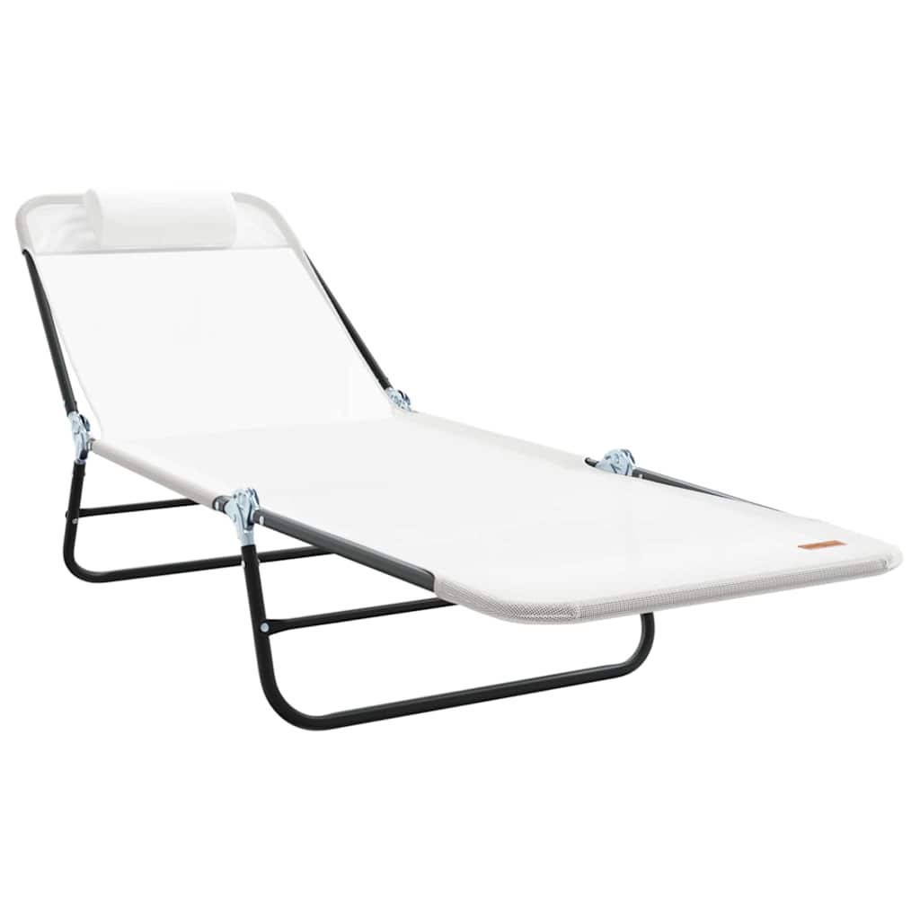 Espreguiçadeira dobrável Creme 182 x 55 x 85.5cm Textilene