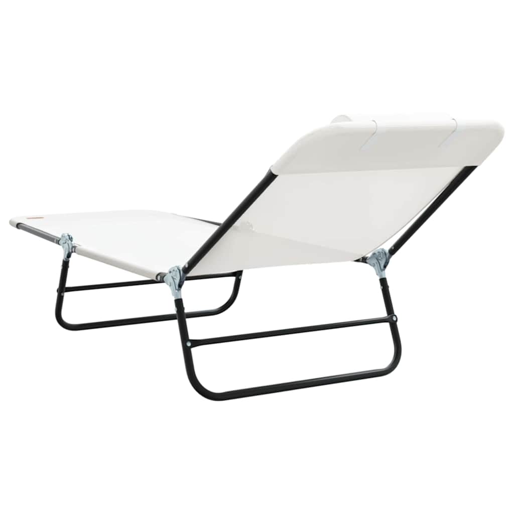 Espreguiçadeira dobrável Creme 182 x 55 x 85.5cm Textilene