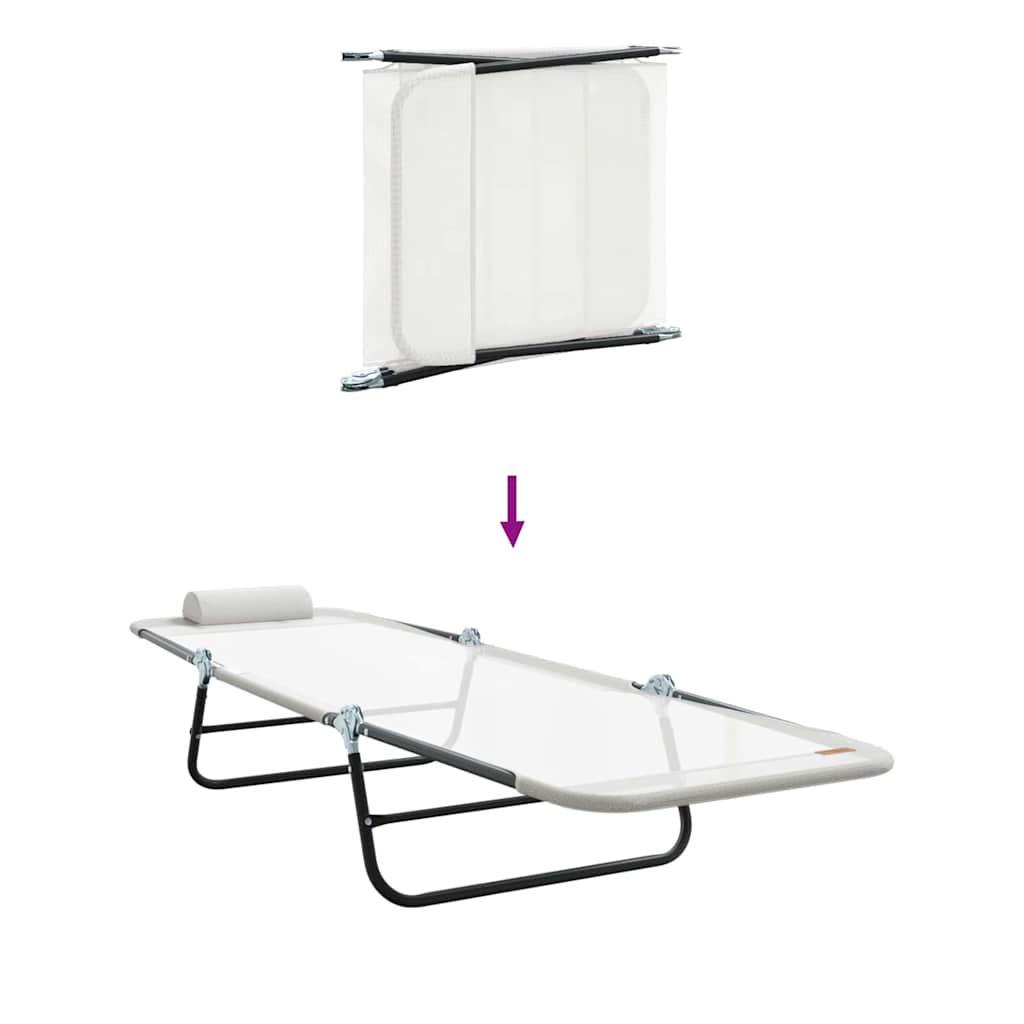 Espreguiçadeira dobrável Creme 182 x 55 x 85.5cm Textilene