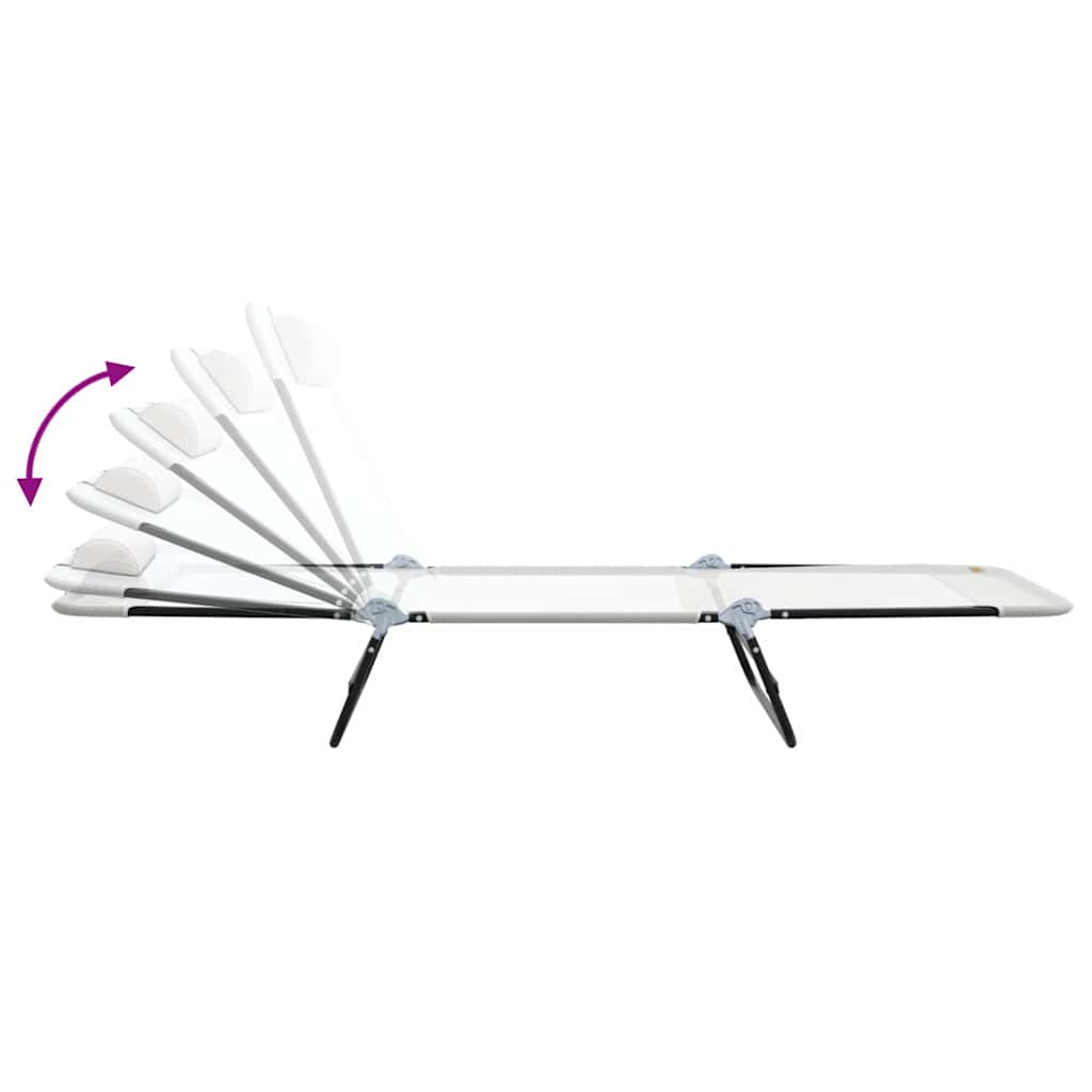 Espreguiçadeira dobrável Creme 182 x 55 x 85.5cm Textilene