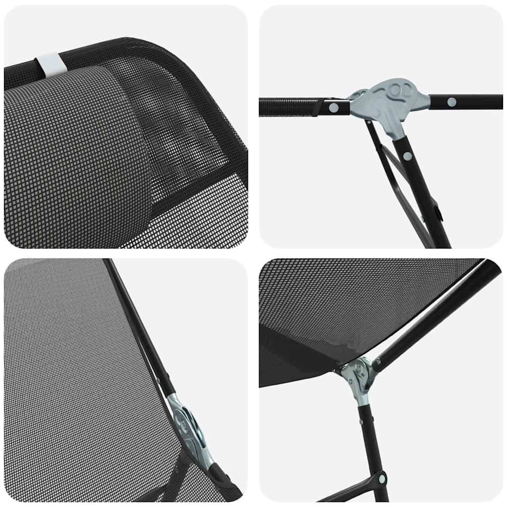 Espreguiçadeira dobrável Preto 182 x 55 x 85.5cm Textilene