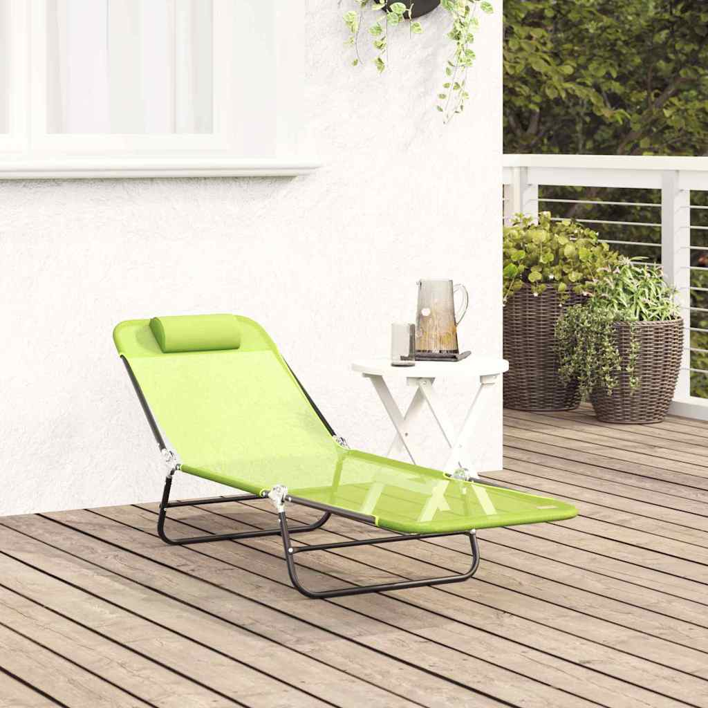 Espreguiçadeira dobrável 1-pessoa Verde 182 x 55 x 85.5cm Metal