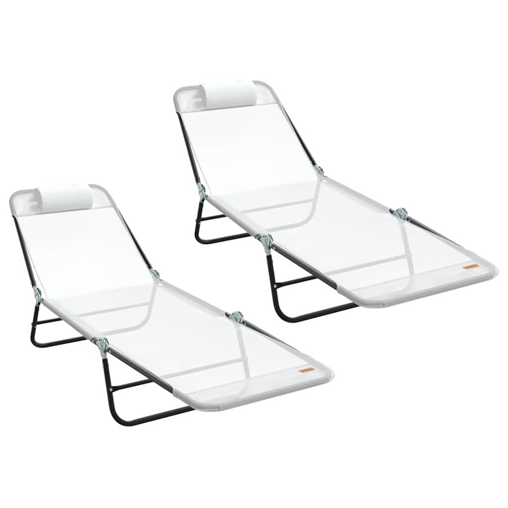 Espreguiçadeira dobrável 2-pessoa 2 pcs Creme 182 x 55 x 85.5cm