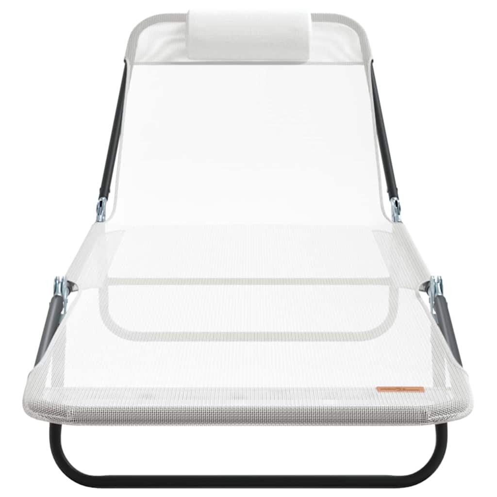 Espreguiçadeira dobrável 2-pessoa 2 pcs Creme 182 x 55 x 85.5cm