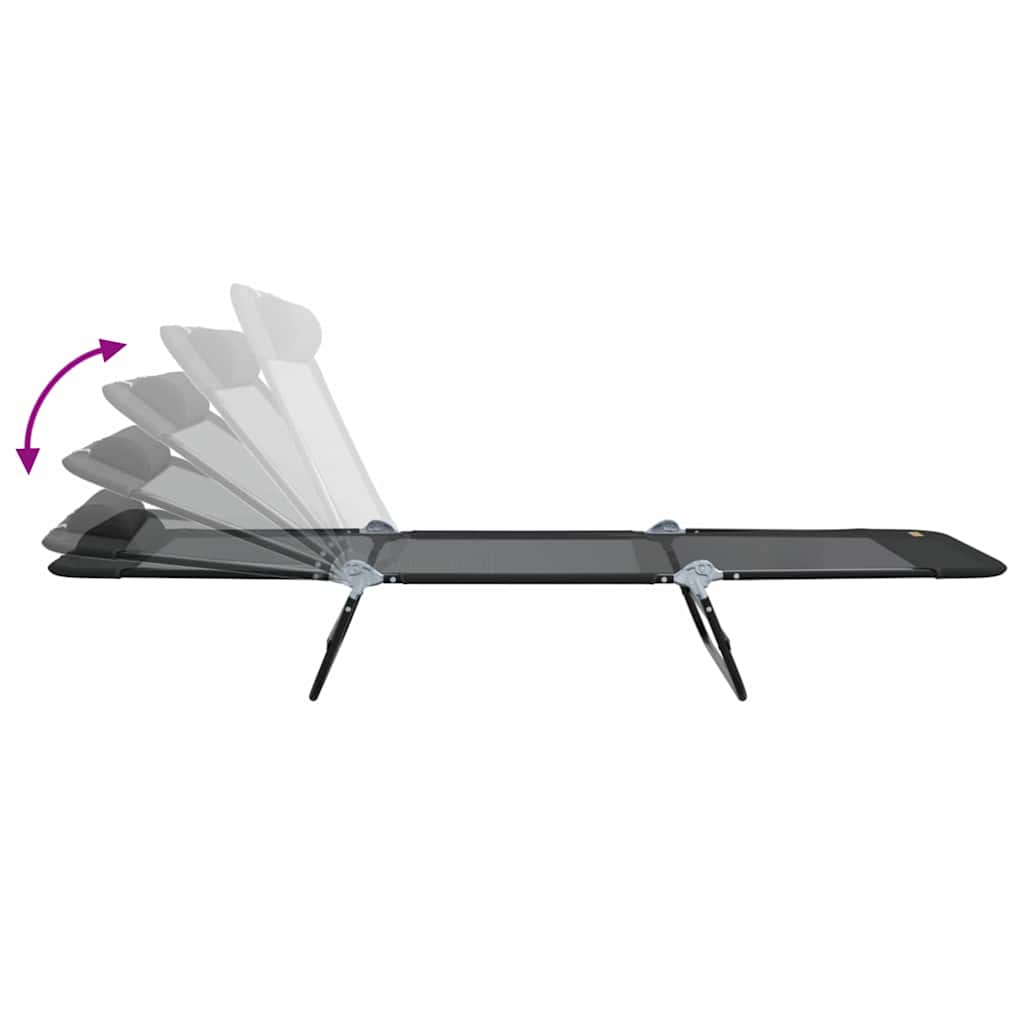 Espreguiçadeira dobrável 2-pessoa 2 pcs Preto 182 x 55 x 85.5cm
