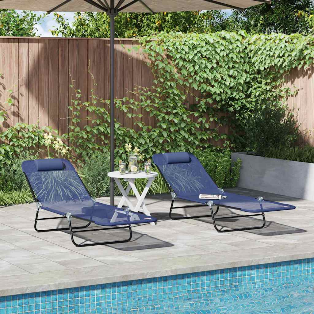 Espreguiçadeira dobrável 2 pcs Azul-marinho 182 x 55 x 85.5cm