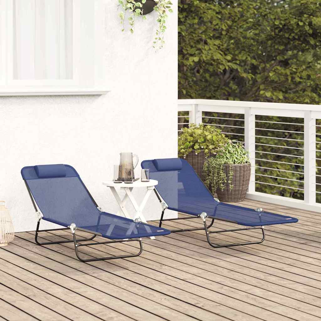 Espreguiçadeira dobrável 2 pcs Azul-marinho 182 x 55 x 85.5cm