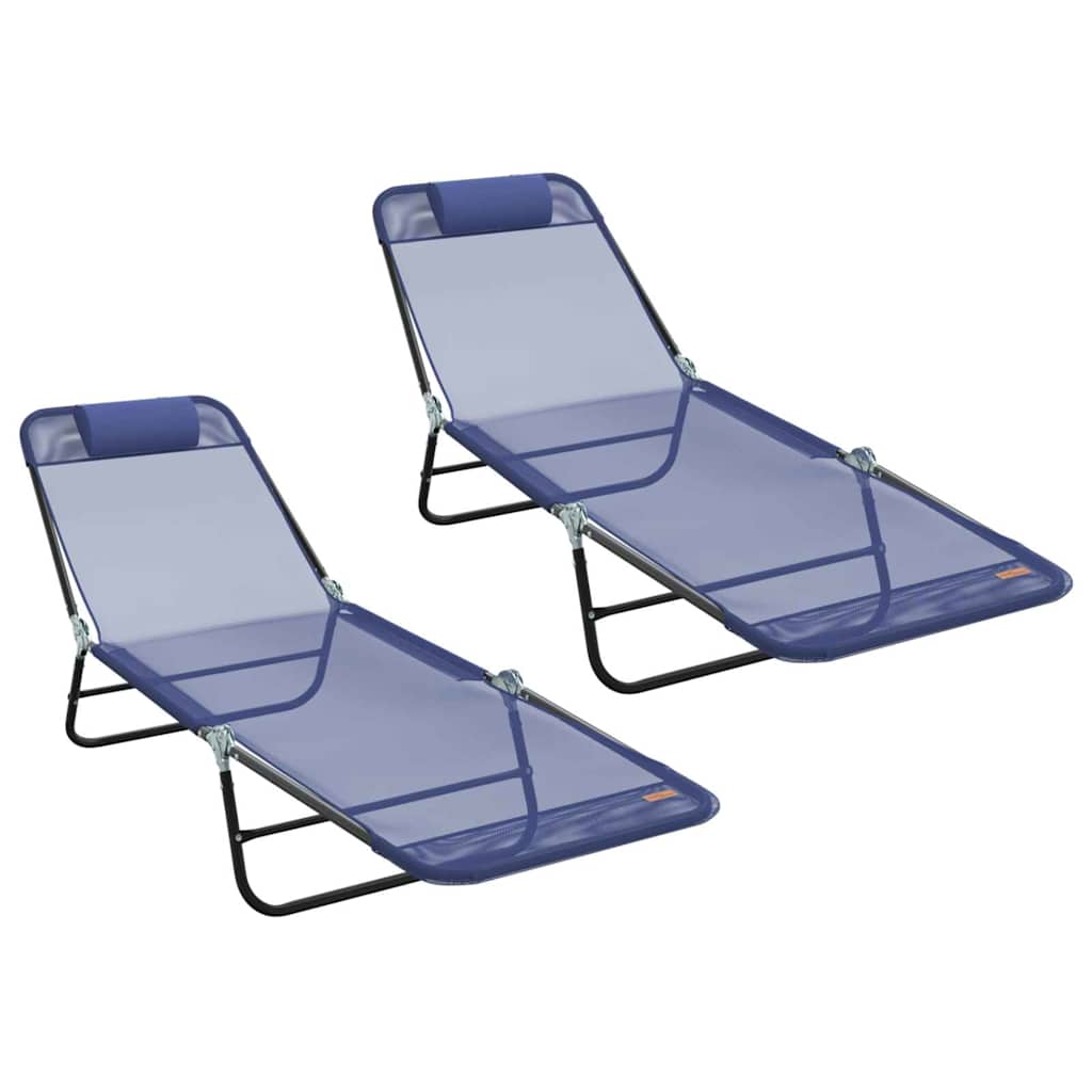 Espreguiçadeira dobrável 2 pcs Azul-marinho 182 x 55 x 85.5cm