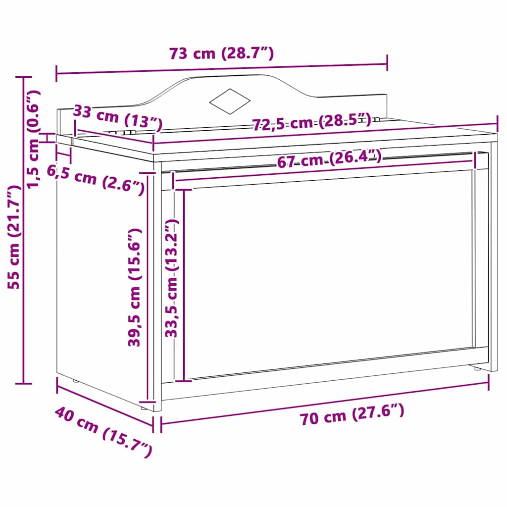 Caixa com Quadro Negro com armazenamento Branco 73 x 40 x 55 cm